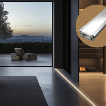 LED Alu Profil T-2811 Bodeneinbau inkl. Abdeckung matt 2000mm